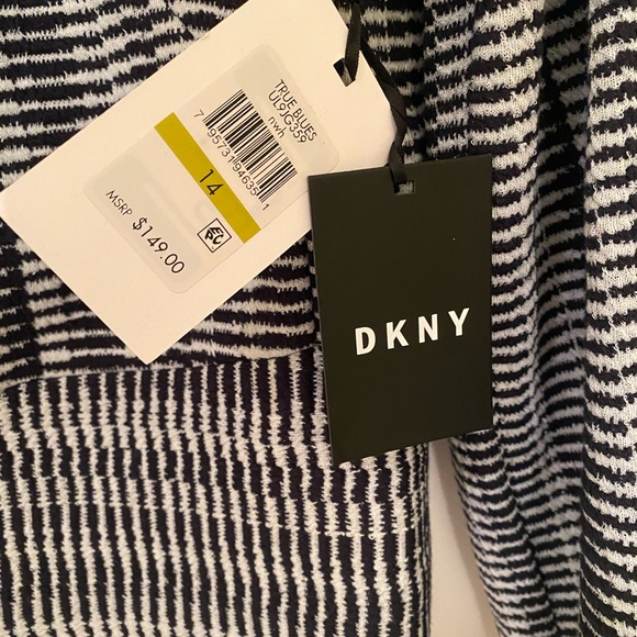 Never worn, tags attached. DKNY navy blue and white waist length zip up blazer. - Picture 4 of 4